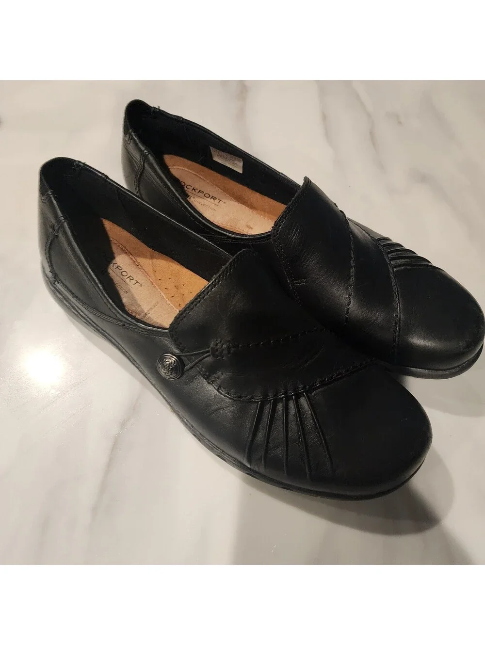 Rockport Women's Black Leather Slip-On Comfort Shoes Loafers Size 9.5 US